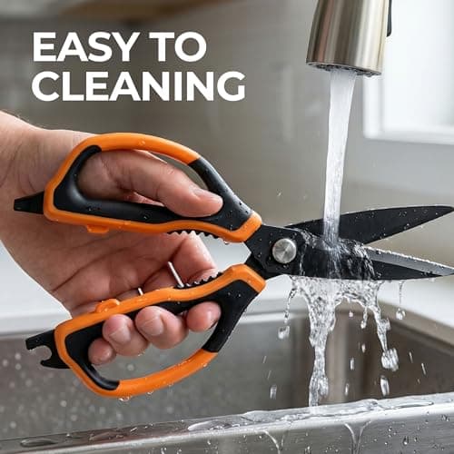 ANSHEE 2 Pack All Purpose Kitchen Scissors, Sharp Stainless Steel Food Shears, Built-in Bottle Opener, Comfort Grip Handle, Dishwasher Safe, Ideal Kitchen Gifts for Home Cooks - Thumbnail 6