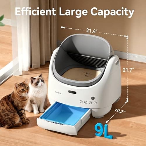 Thereye Self Cleaning Cat Litter Box, Open Top Automatic Litter Box for Multiple Cats, APP Control Smart Litter Box, Safety Sensors and Odor Control, Adjustable Entry Height Anti-Splash - Thumbnail 6