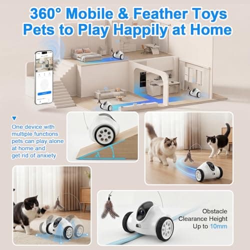 PGID Pet Companion Robot with 720P HD Camera,Interactive Toy for Dogs and Cats,360°Movement, Night Vision, Two-Way Audio,App Control(Only 2.4G WiFi) - Thumbnail 5
