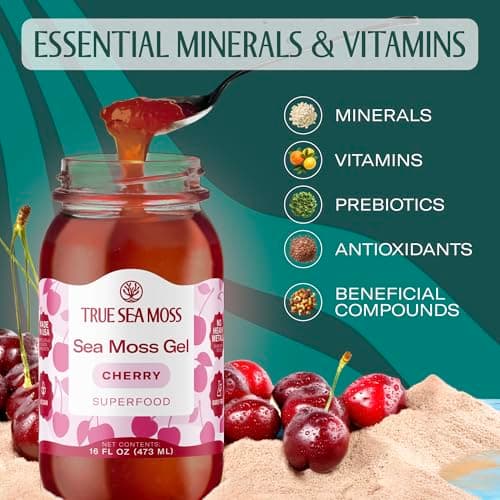 TrueSeaMoss Sea Moss Gel – Made in USA – Wildcrafted Seamoss, Fruits & Jarred Vegetables – Cherry, Pack of 1 (Labels may Vary) - Thumbnail 5