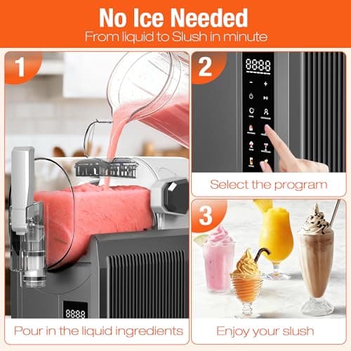 Kourice Slushie Machine No Ice Needed Slushy Machine 92oz Capacity Margarita Machine with 6 Preset Programs LED Display Self-Clean Frozen Drink Maker for Slush Margaritas Smoothie Frappés Milk Shakes - Thumbnail 5