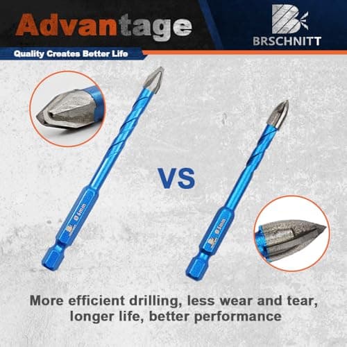 BRSCHNITT Head Eccentric Drill Bit 3/16"*2,1/4"*2,5/16"*2,3/8"*2,1/2"*2- Carbide Tipped Drill bit Masonry Drill Bit Sets for Porcelain Ceramic Tiles Glass Hard Plastic Cement/Granite etc - Thumbnail 4