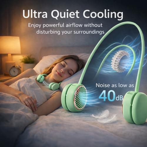 Suzii Portable Neck Fan, Hands Free Wearable Personal Fan with 5 Speeds, Rechargeable Foldable Cooling Fan, 360° Adjustable Lightweight Fan for Travel, Home, Office, Outdoor - Thumbnail 6