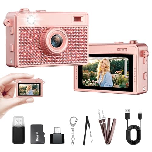 Trunsif Mini Camera - 2K Mini Digital Camera with 16GB Card,Long Battery Life,Travel Vlog & Photo Shooting Anytime,Fashion Accessories,Necklace & Keychain Camera,Gifts for Friends and Women,Rose Gold