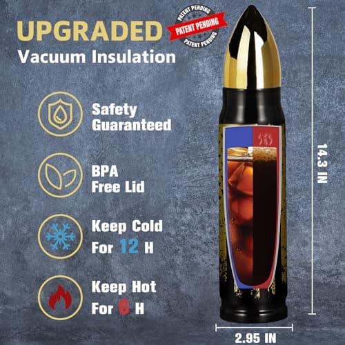 Funslive Gifts for Men Him - 34 oz Black Tumbler American Flag Bullet Tumbler - Bullet Cup for Dad - Easter Stocking Stuffers for Men Husband Dad - Anniversary Birthday Husband Mens Gift 2026 - Thumbnail 3