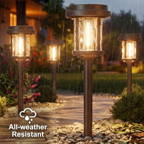 XMCOSY+ Solar Pathway Lights, Outdoor Pathway 4 Pack Solar Powered Lights - Thumbnail 6