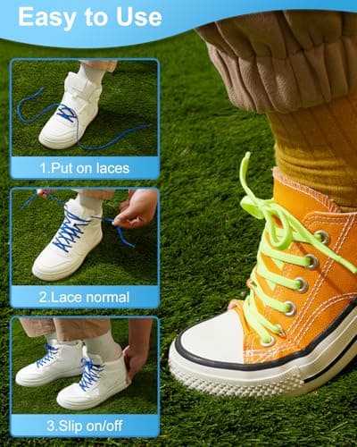 Neo-wows Elastic Shoe Laces, 2 Pairs No Tie Stretch Shoelaces for Sneakers, Slip On Laces for Kids & Adults - Thumbnail 6