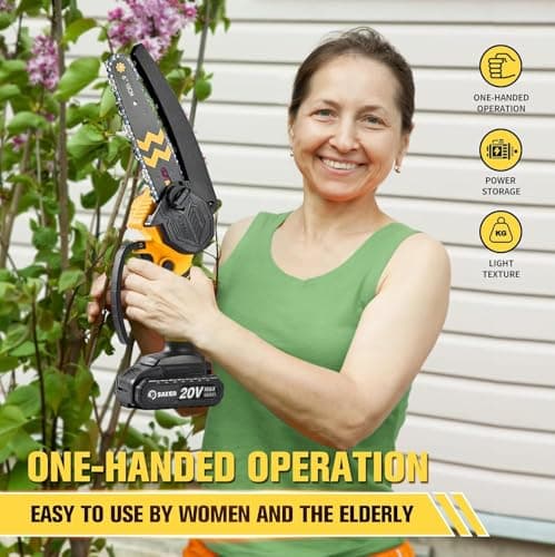 Saker Mini Chainsaw Cordless 6-Inch-Switch Security Lock-Cordless Power Chain Saws-Handheld Small Chainsaw for Cutting Wood Trimming and Woodworking- Mini Chain Saw Cordless with 1 Battery - Thumbnail 6