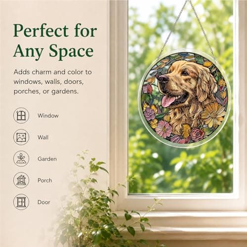 Acrylic Puzzle Suncatcher, Cute Golden Retriever Dog, Unique Acrylic Jigsaw Puzzle, Stained Glass Window Hanging, DIY Sun Catcher Puzzle Kit, Home Garden Decor Gift for Women, Mom, Men, Friends 7.4in - Thumbnail 4