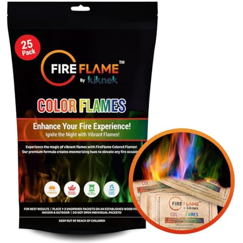 Fireflame Fire Color Changing Packets - Colorful Fire Flames Packets - 25 Pack - for Outdoor Pit, Fireplace, Bonfire, Campfire, Camping Accessories for Kids & Adults - Image 1