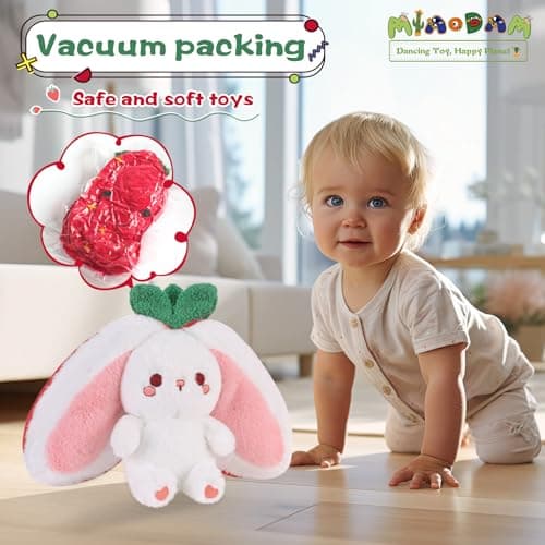 MIAODAM Easter Strawberry Bunny Plush Toy- Cute Soft Huggable Stuffed Animal for Kids & Collectors, Birthday Present & Nursery Decor 10inch - Thumbnail 4