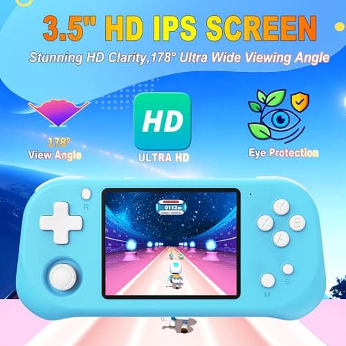 Beijue Handheld Game for Kids with 3.5'' IPS Screen 139 Preloaded 32 Bit Electronic Video Games, Portable Rechargeable Gaming Player Toy for Boys Girls Seniors Gift (Bay Blue) - Thumbnail 3