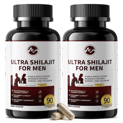 M inch Shilajit for Men, 10-in-1 Booster for Men - Stamina, Vitality & Strength Booster, Male Enhancing Supplement with Ashwagandha, Tong*kat Ali & Tri*bulus Terrestris Extract, 180 Vegan Capsules - Image 1