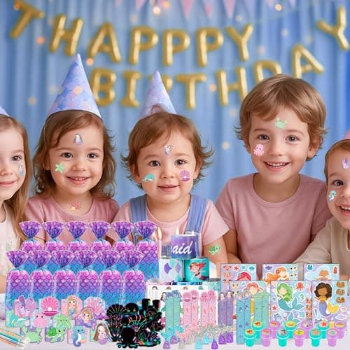 CHEPULA 120Pcs Mermaid Party Favors - Stickers, Pencils, Notebooks, Stampers, School Stationery Bulk for Mermaid Birthday Decorations, Candy Goodie Bags, Classroom Rewards, Pinata Supplies (12Set) - Thumbnail 6