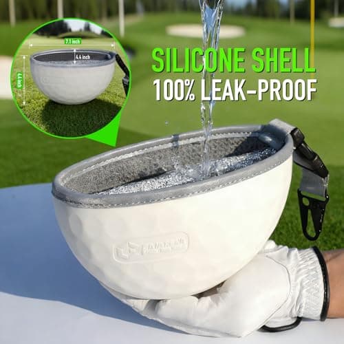 GAIARENA Golf Cleaning Bag Pouch Silicone Ball Washer Club Cleaner with Scrub and Wipe Cloth Gifts Ideas for Golfers On-course golf accessories White - Thumbnail 6