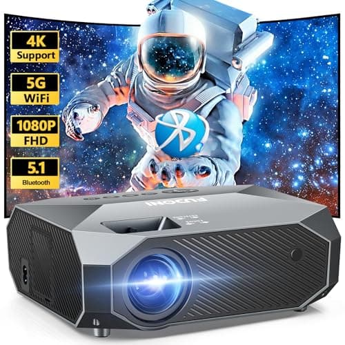 FUDONI Projector with WiFi and Bluetooth, Outdoor 4K Support 18000L Projector HD 1080P Max 300" Display, Movie Video Portable Home Theater Projector Compatible with USB/HDMI/iOS/Android/TV Stick - Image 1