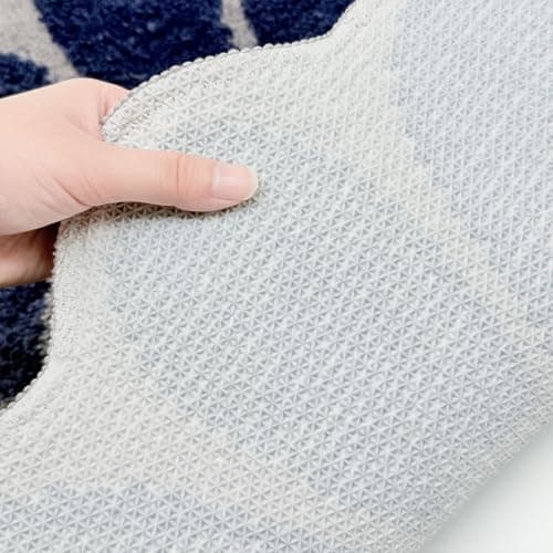 Shovagy Trippy Happy Face Rug Cool Rugs Tufted Quick Dry Bath Mats for Bathroom Non Slip Bath Mat Water Absorbent 2FT Navy Blue Bathroom Rugs Halloween Gothic Ghost Skull Horror Decor Carpet - Thumbnail 5