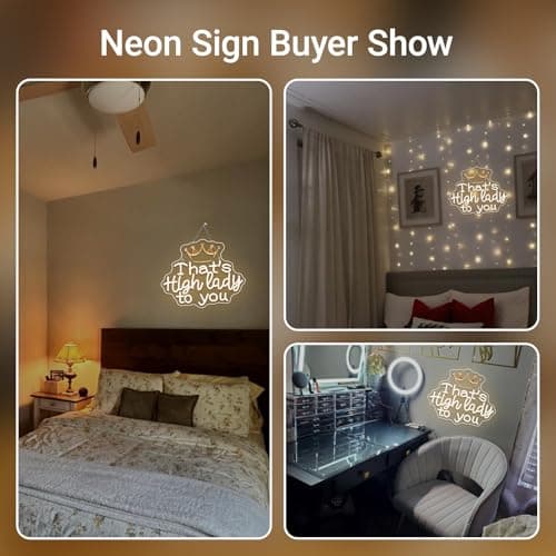 Women Neon Sign Thats High Lady to You Neon Signs for Wall Decor Girl Led Lights Warm White Crown Light Up for Living Room Bedroom Party Girly Room Beauty Salon Makeup Decoration Girls Gifts - Thumbnail 4