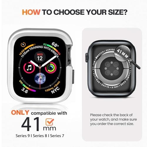 SDOCEBF Metal Rugged Case Case for Apple Watch Series 9 8 7 41mm, 360° All-Round Protective Metal Front & TPU Back Bumper for iWatch Cover Accessories Women Men - Thumbnail 2