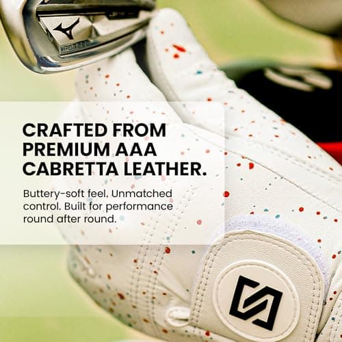 SKIVE Golf Premium Golf Glove | 100% AAA Cabretta Leather | Cool Golf Gloves Men | Serious Feel & Performance | Mens Golf Gloves Left Hand - Thumbnail 5