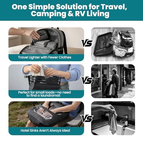 Travel Washing Bag, 2-in-1 Air Valve Design for Separate Washing and Less Water Use, Portable Travel Laundry Washing Bag for Camping, Cruise and RV Living - Travel Lighter, Carry Less - Thumbnail 2