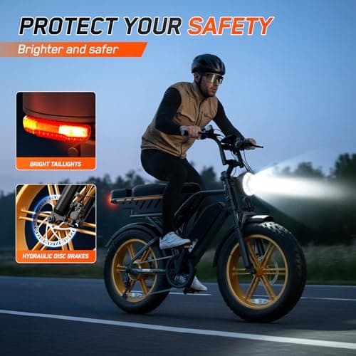 TS TST GRP LLC Electric Bike for Adults,1500W Peak Motor Retro E Bike,Removable 48V 15Ah Battery,20" x4.0 Fat Tire,30 MPH Max Speed,60/100 Miles Range, Ebike with Suspension,UL 2849 Wheels Hub Yellow - Thumbnail 5