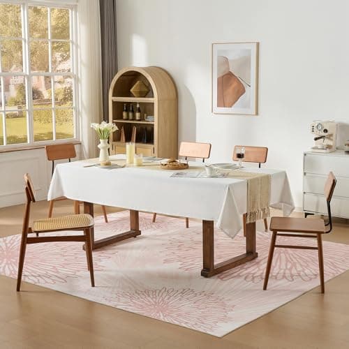 WITSHOCK Pink Rugs 8x10 for Bedroom Girls,Floral Modern Distress Print Pattern Carpet for Living Room Dining Room,Stain Resistant Anti Slip Backing Rugs for Kids Room Nursery Playroom,Light Pink - Thumbnail 4