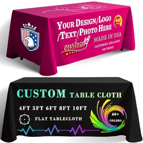 YINJIEYIN Customized Table Cloth with Logo 4FT 5FT 6 FT 8 FT 10 FT Table for Business Tradeshow Events School Company Shop Welfare Organization Church Anniversary Decoratio (5 FT) - Image 1
