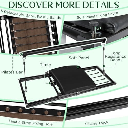 Pilates Board, Foldable Pilates Reformer Set, Multi-Purpose Iron Extended Pilate Equipment, 7-in-1 Pilate Machines for Home Use, with Pilates Bar, Resistance Bands - Thumbnail 3