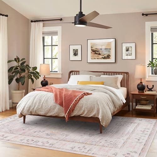 Auemtyn 5x7 Washable Area Rug for Living Room, Pink Rug with Non Slip Backing, Low Pile Carpet for Bedroom, Dinning Room (Multi Pink, 5'x7') - Thumbnail 3