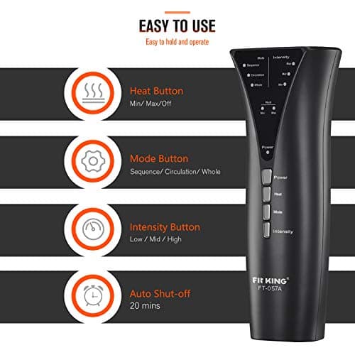 FIT KING Air Compression Leg and Foot Massager with Heat for Circulation and Pain Relief Helpful for Swollen Legs Edema RLS - Great Gift for Women Parents Friends - Thumbnail 4