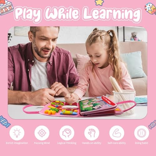 TenFans ​​Montessori Busy Board for Toddlers 3-5 Years - Sensory Toys for Fine Motor Skills - Felt Travel Activity Board with Zipper - Thumbnail 6
