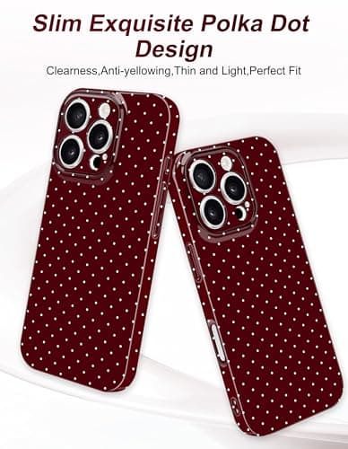 Aitipy Magnetic Polka Dot Phone Case for iPhone 13 Pro Max, Compatible with MagSafe, Cute Polka Dots Fashion Aesthetic Soft TPU Slim Shockproof Protective Phone Cover for Women Girls-Wine Red - Thumbnail 4