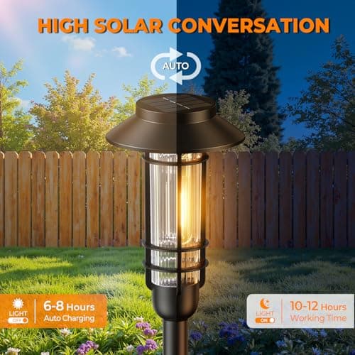 Ahaorigin 6 Pack Solar Pathway Lights Outdoor, Upgraded Bright Solar Powered Garden Light Outside, Waterproof Outdoor Lighting for Landscape Lawn Patio Yard Path Driveway Walkway Decor, Warm White - Thumbnail 3