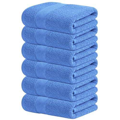 Infinitee Xclusives Blue Hand Towels for Bathroom - Set of 6 (16x28 inches) 600 GSM, 100% Cotton Ultra Soft, Quick Drying, Hotel Quality Hand Towel Set (Eloquent Blue) - Image 1