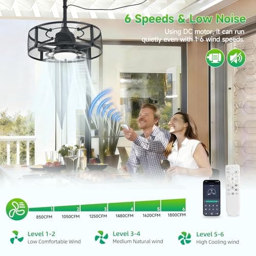 AHAWILL 21 Inch Outdoor Wet Rated Ceiling Fan with Lights - IP65 Waterproof Gazebo/Porch Fan, 6 Speeds 3CCT, Hanging Hook Plug-in Fan for Patio, Pergola, Canopy - Thumbnail 2