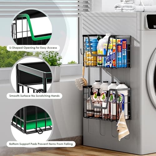 YIWANFW 2 Set Magnetic Shelf for Fridge, Potato & Onion Storage Bins, Magnetic Fruit Basket for Refrigerator Pantry Kitchen Counter Laundry Organizer, Fridge Magnetic Spice Rack Magnet Fridge Storage - Thumbnail 4