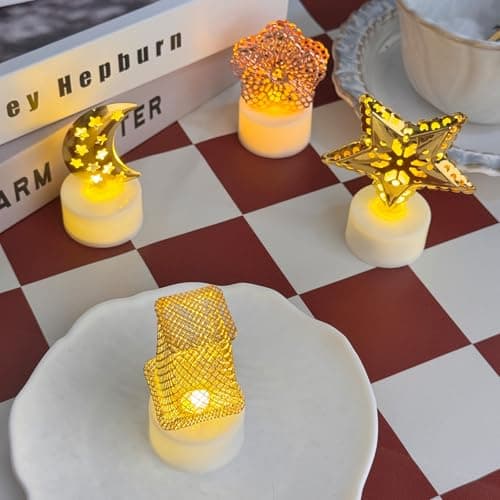 HAIDOLIANG 6PCS Flower Tea Lights Candles(Ironwork) - Thumbnail 6