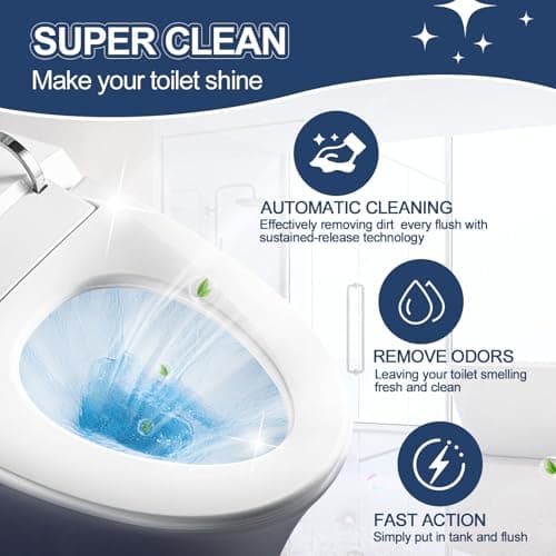 Msvvko Toilet Bowl Cleaners, Blue Cleaner Tablets in Bottle, Deodorizes, Freshens Odors, Drops Into Toilet Tank, Long Lasting Slow Release, Septic tank safety - 3 packs - Thumbnail 2