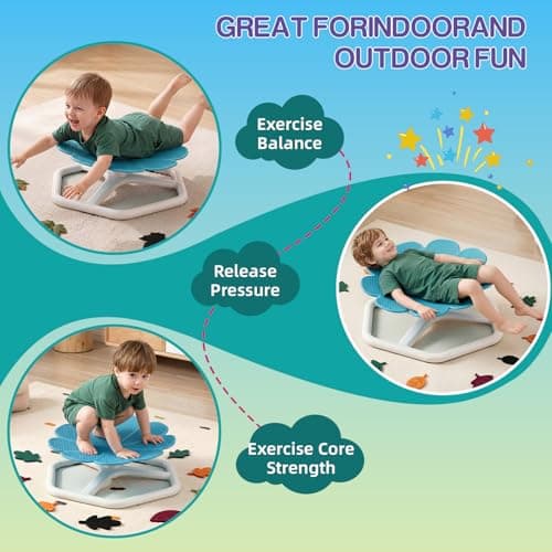 KYZDZQ Spinning Chair for Autistic Kids,Sensory Swivel Chair, 220LBS Weight Capacity, Sensory Toy for ADHD & Autism 3-6 Years Children,Training Body Coordination, Metal Base Non-Slip Design (Blue) - Thumbnail 6