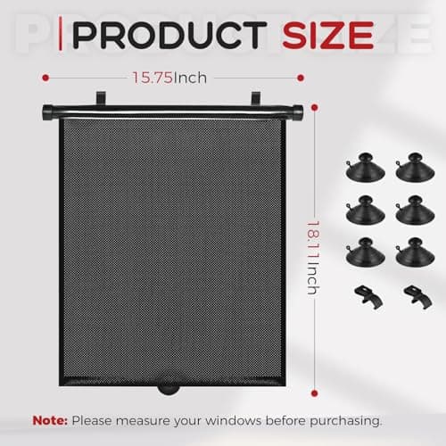 PLTCAT 2 Pack Car Sun Shade Side Window for Baby, Roller Vehicle Shades Sun Protection Shade for Car Side Window (Standard-16''x18'') - Thumbnail 3