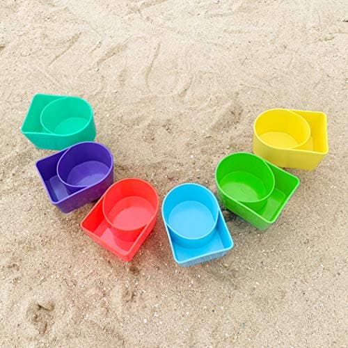 Home Queen Beach Cup Holder with Pocket, Multifunctional Sand Cup Holder for Beverage Phone Sunglass Key, Beach Accessory Drink Sand Coaster, Set of 6 (Blue, Teal, Purple, Green, Orange and Yellow) - Thumbnail 6