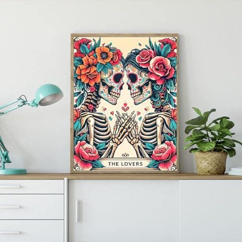 ijbnhd Skull Diamond Painting Kits for Adults 5D Valentine Diamond Art Kits for Adults Full Drill Diamond Painting Lovers Gem Art and Crafts Home Decor 12x16inch - Thumbnail 4