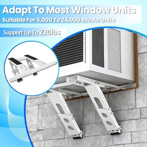 No-Drill Window AC Bracket, Heavy Duty Adjustable Air Conditioner Support for Single & Double Hung Windows, Fits 5,000–24,000 BTU Units, Holds 220lbs, Easy Tool-Free Installation, Renter Friendly - Thumbnail 2
