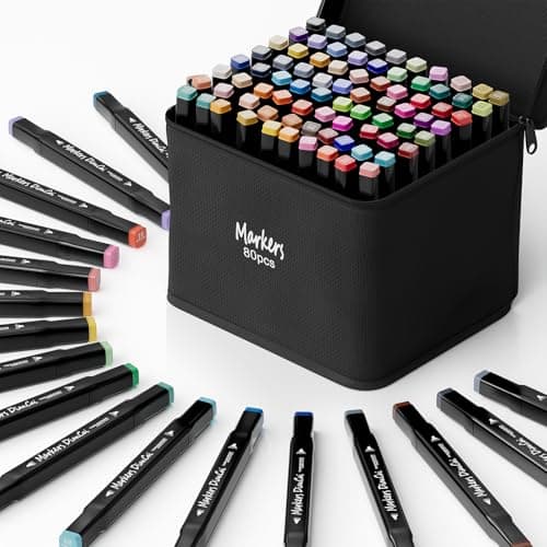 DTXDTech Alcohol Markers 80 Colors,Chisel & Fine Dual Tip Marker Set for Adults,Permanent Markers Pens Coloring Alcohol Marker Perfect Halloween Christmas Gift for Painting Coloring Sketching - Image 1
