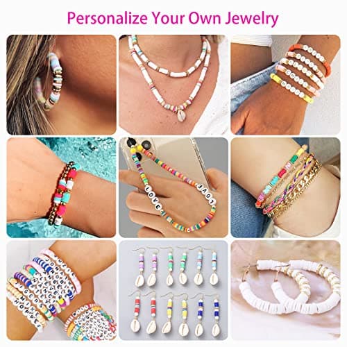 Sistenia 20,000 Pcs Clay Beads Bracelet Making Kit, 120 Colors 6 Boxes Polymer Beads Spacer Heishi Beads & Jewelry Kit with Pendant Charms Elastic Strings, Crafts Gift for Kids Adults - Thumbnail 5