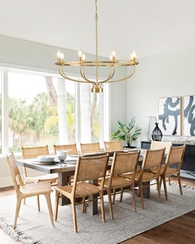 Yunnix 8 Light Gold Chandeliers for Dining Room, Gold Dining Room Chandelier with Extension Chain, UL Listed, Gold Modern Farmhouse Chandelier for Bedroom, Kitchen, Entryway, Foyer Light Fixture - Thumbnail 3