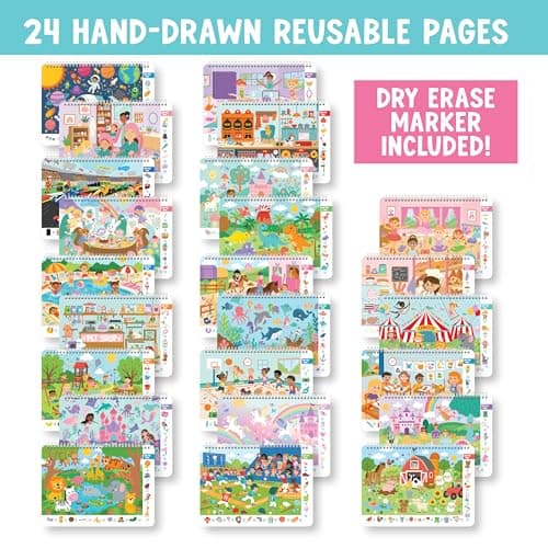 Search and Find Books for Kids 3-5 - Toddler Seek and Find It Game, Preschool Learning Activities, Dry Erase Hidden Pictures Book, Road Trip Busy Book Activities for Kids, Travel Toys Search It Game - Thumbnail 3