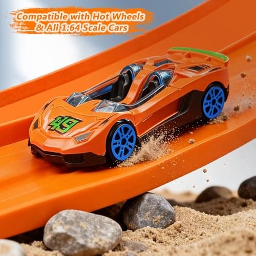 FALDAA Flexible Race Track for Kids 15ft with 6 Racecars, Slot Car Race Track Sets & Car Ramp Toy with 6 Suction Cups, Compatible with Hot Wheels for Ages 3+ - Thumbnail 2