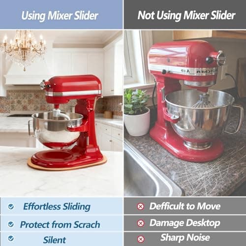 Bamboo Mixer Slider Compatible with KitchenAid 5-8 Qt Bowl Lift Stand Mixer, Appliance Sliding Mat Accessories and Attachments for Kitchen Aid, Countertop Moving Tray - Thumbnail 5
